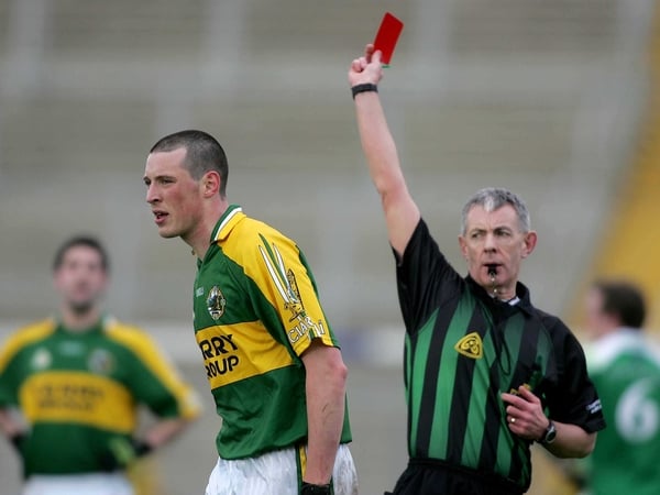 Kieran Donaghy was sent-off by Mike Russell in the Kingdom's 1-12 to 0-08 win at Breffni Park