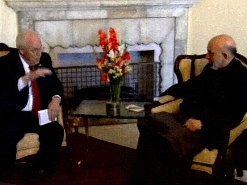 Afghanistan - Cheney and Karzai meet