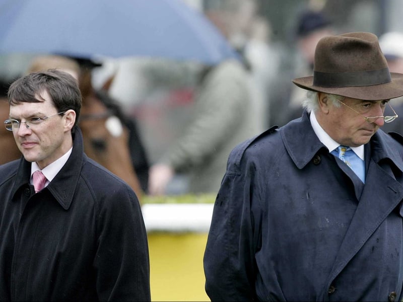 Aidan O'Brien (left) tried to persuade John Magnier (right) not to retire Holy Roman Emperor