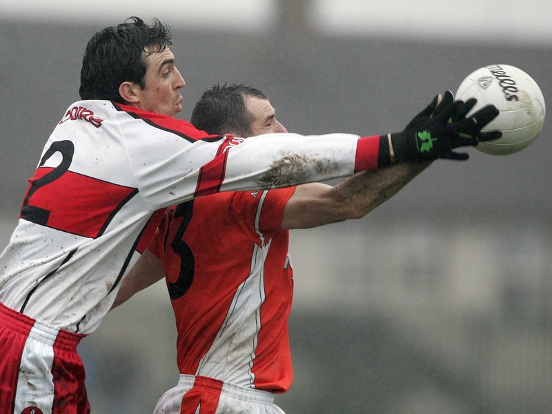 Derry's Kevin McGuckin (l) is available for selection for the All-Ireland SFC quarter-final clash with Dublin