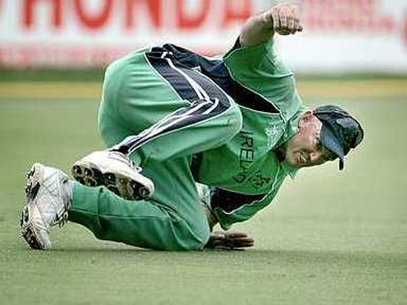 Ireland's Jeremy Bray catches out Pakistan's Muhammad Sami