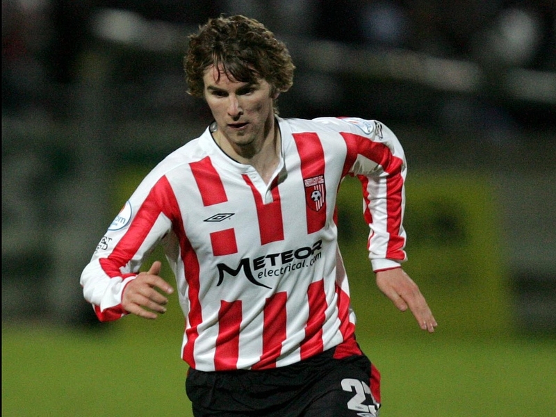 Derry City's substitute Pat McCourt missed a great chance for the Candystripes against UCD