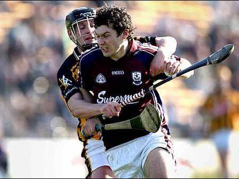 Kilkenny's Jackie Tyrell gets to grips with Iarla Tannian of Galway