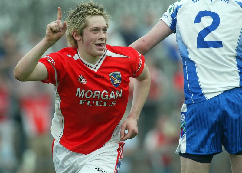 Armagh's Johnny Hanratty celebrates his late goal in the Under-21 Ulster Football final against Monaghan