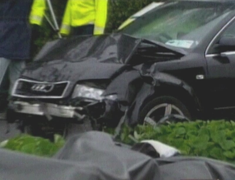 Two-car collision - Road closed for technical examination