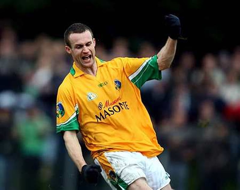 Leitrim's Donal Brennan celebrates scoring his goal at Ruislip