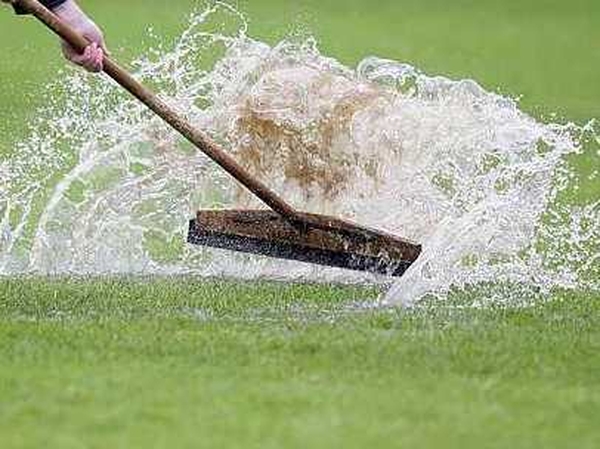 There were testing conditions at Casement Park today for Antrim v Down