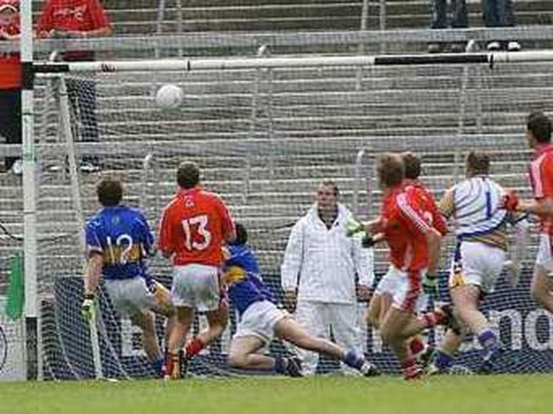 James Masters scores his first goal at the Gaelic Grounds this afternoon