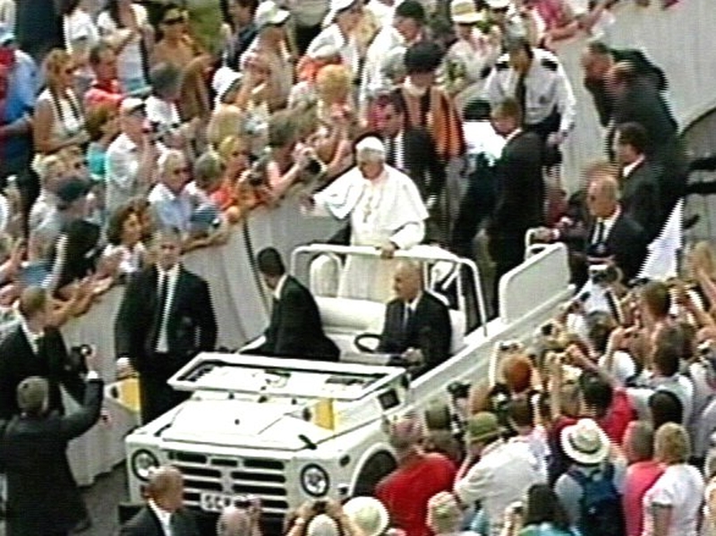 Pope Benedict XVI - Man jumped a security barrier yesterday