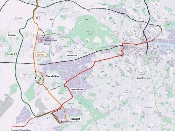 Metro West - Orange route chosen - Click to enlarge