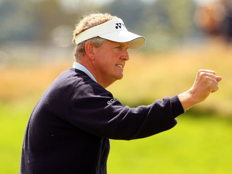 Colin Montgomerie and partner Marc Warren lost to Swedes Robert Karlsson and Peter Hanson