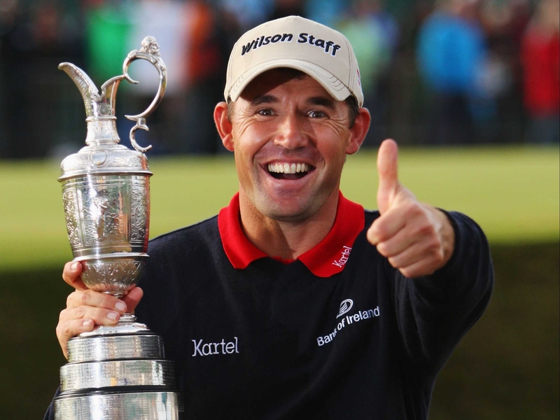 Dubliner Padraig Harrington celebrates his famous win at Carnoustie