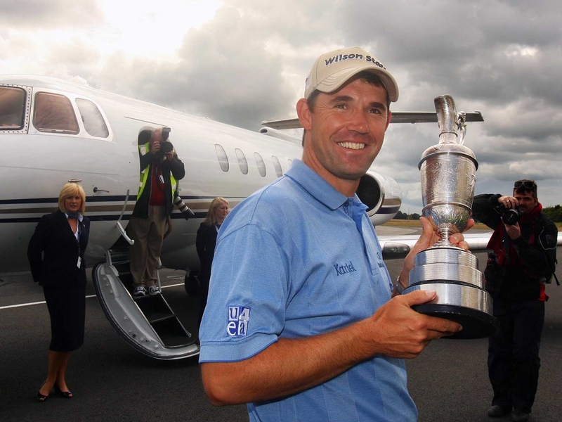 Padraig Harrington returns home with the Claret Jug