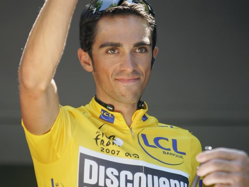 Alberto Contador finished in the peloton in Paris to win this year's Tour de France