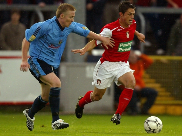 UCD's Connor Kenna and Ryan Guy of St Pat's tussle