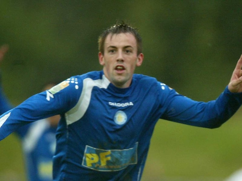 Karl Bermingham celebrates his goal for Waterford United