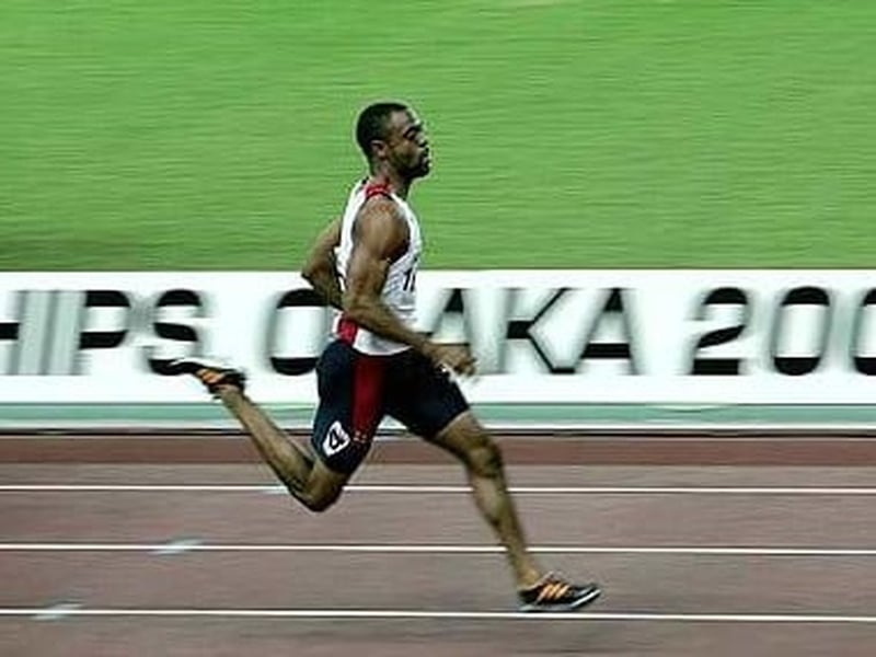 Tyson Gay won the 100m gold medal in a time of 9.85 seconds