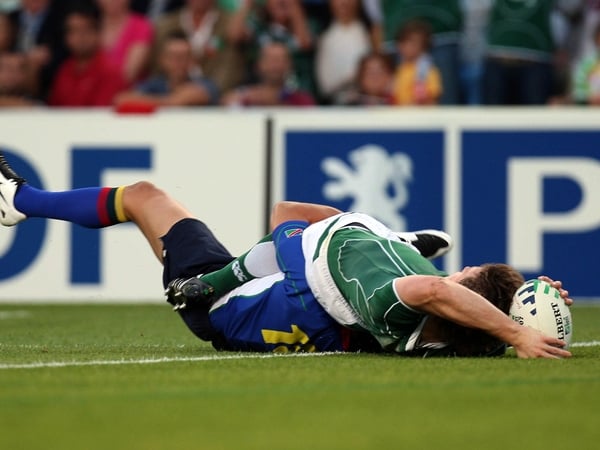 Brian O'Driscoll scored Ireland's first try in Sunday's victory over Namibia