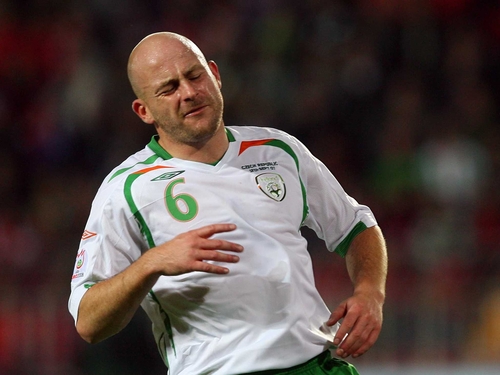 Irish international Lee Carsley was shown a straight red card for a high tackle on Chris Iwelumo