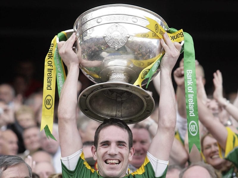 Kerry captain Declan O'Sullivan lifts the Sam Maguire Cup
