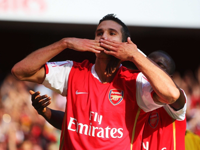 Robin van Persie scored a brace of goals for Arsenal today