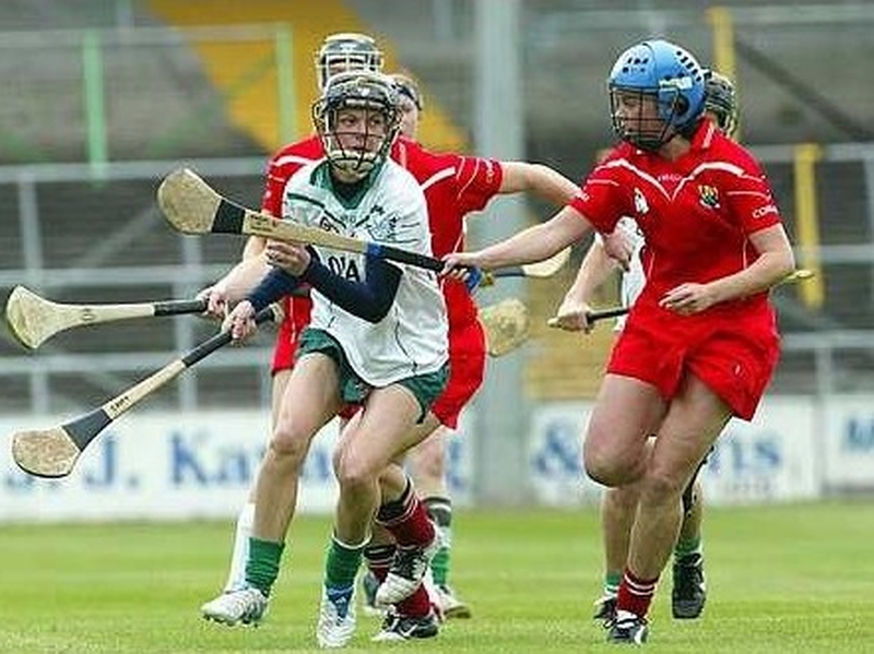 Eileen O'Brien of Limerick is pursued by Eimear O'Sullivan of Cork