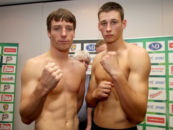 John Duddy (L) and Prince Arron at today's weigh-in