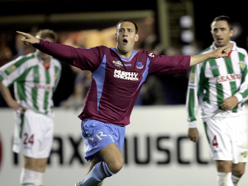 Guy Bates celebrates his winning goal