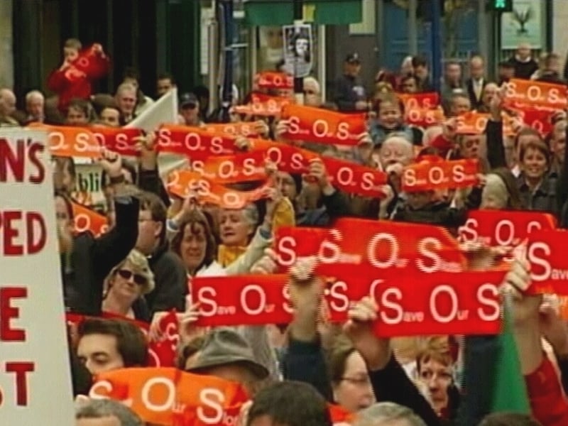 Limerick - Crowd protest at ending of Shannon-Heathrow route