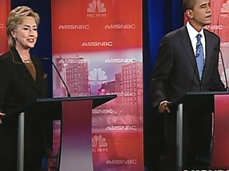 Hillary Clinton and Barack Obama - Participate in a Democratic candidates debate