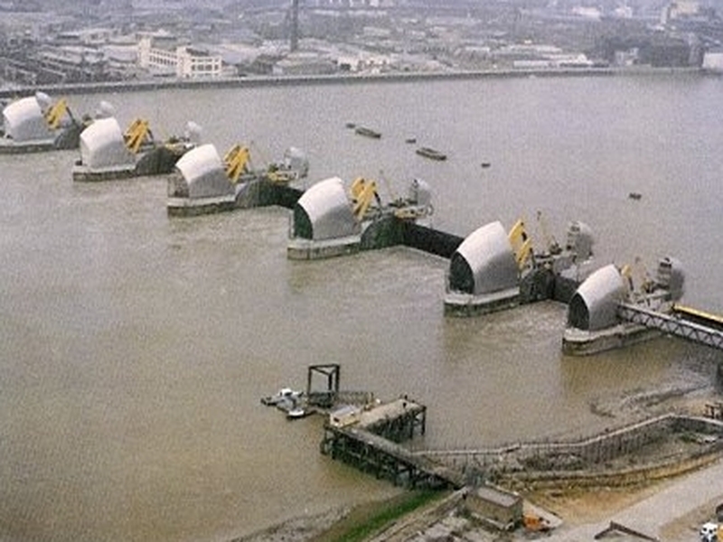Thames Barrier - Raised ahead of surge