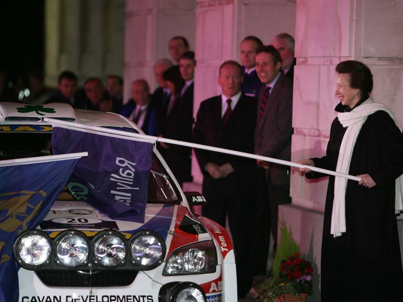 Princess Anne marks the opening of Rally Ireland, the country's first ever staging of a WRC event