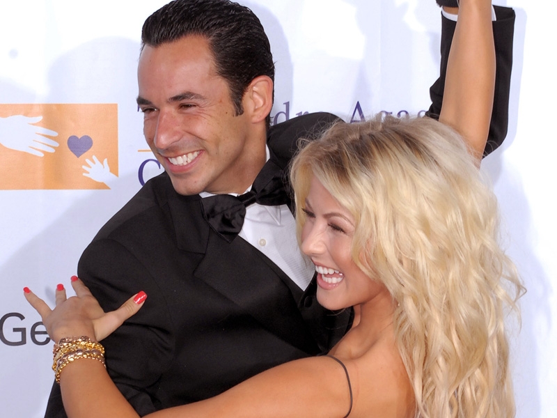 Castroneves and Hough - Won the mirrored disco-ball trophy