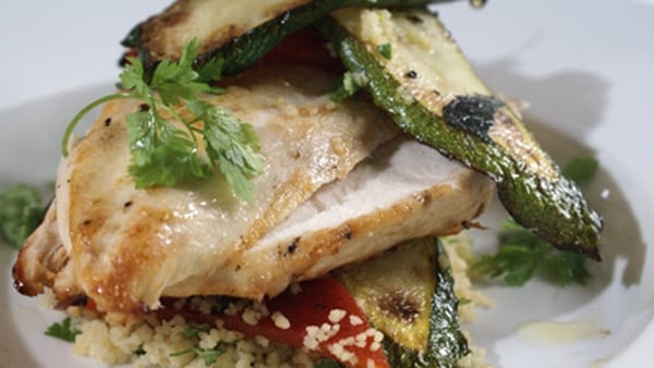 Chicken with Herb Cous Cous and Roasted Vegetables