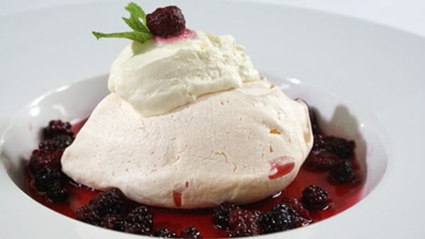 Pavlova with Raspberries and Blackberries