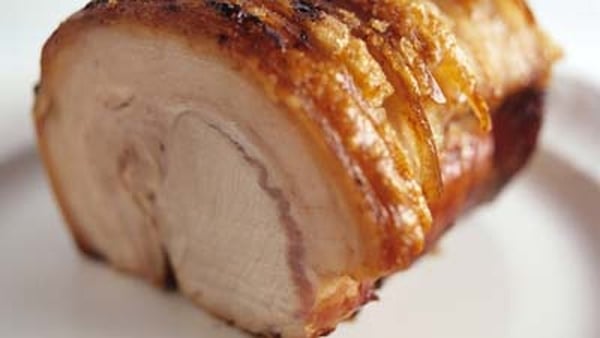 Roast Loin Of Pork With Black Bush, Apple And Gree