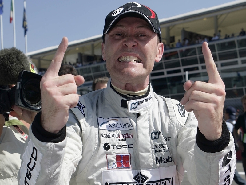 Donegal driver Damien Faulkner celebrates one of his recent successes in the Porsche Supercup series