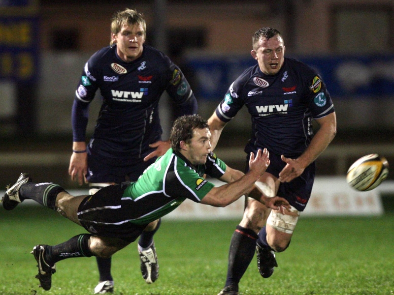 Try scorer Conor O'Loughlin in action at the Sportsground where Connacht defeated Llanelli Scarlets