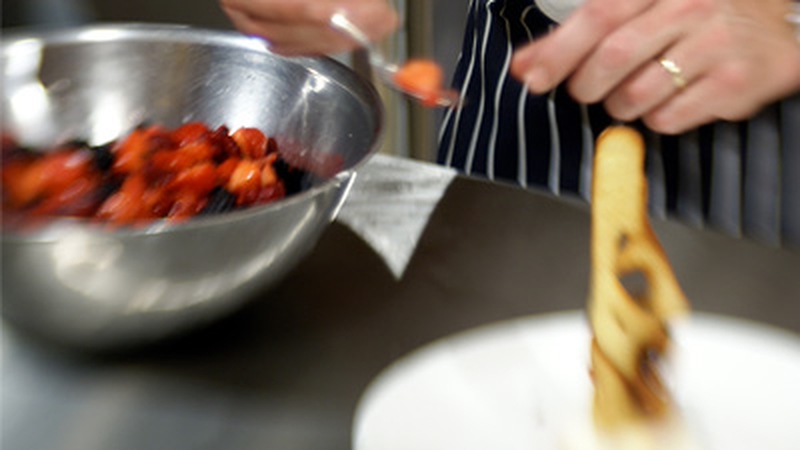 Orange Scented Tuille Cage with Seasonal Berries: Kevin Dundon