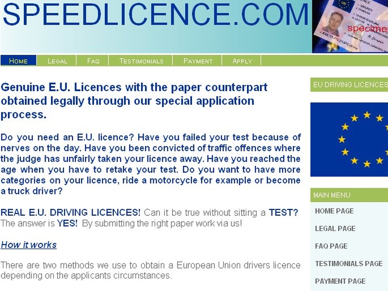 Speedlicence.com - Claims to offer licences from other EU states