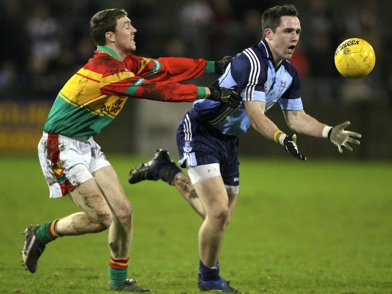 Dublin's Declan Lally and James Ryan of Carlow do battle
