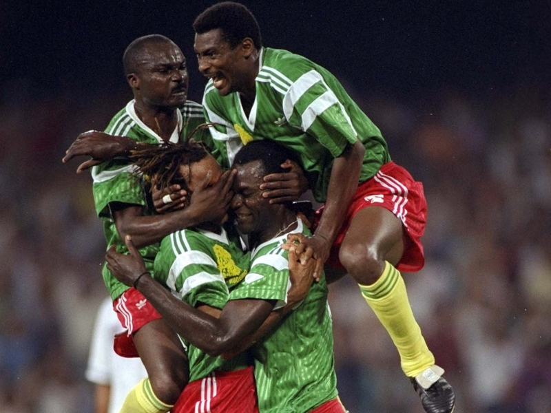 Nine-man Cameroon shocked world champions Argentina in the opening game of the 1990 World Cup at the San Siro
