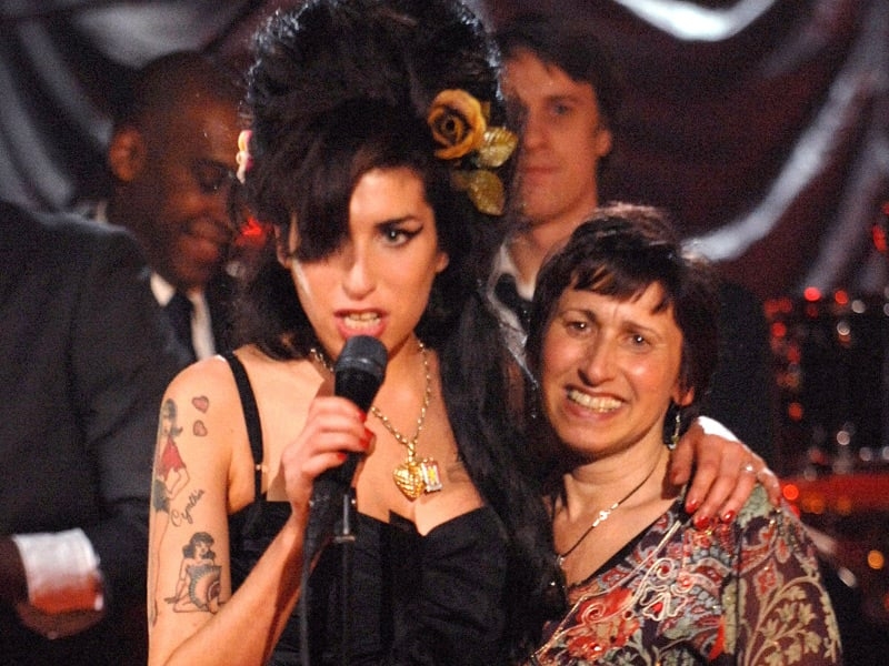 Winehouse - Pictured with her mother Janis during her Grammys performance