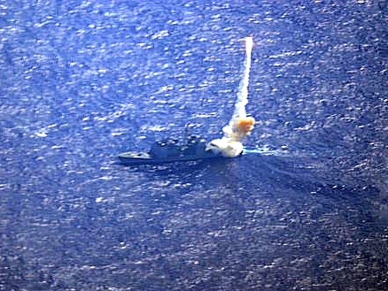 US Navy - USS Lake Erie fires an SM3 missile