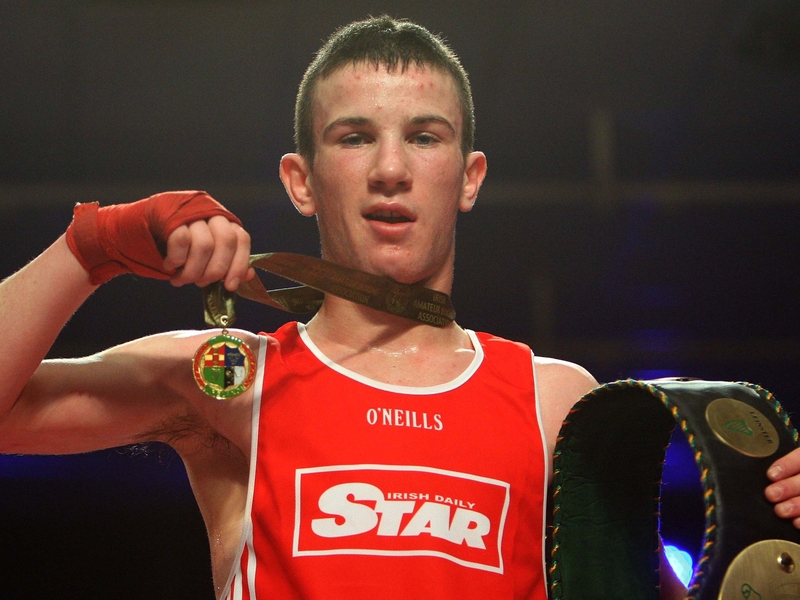 John Joe Nevin celebrates taking the Irish Bantamweight title in January