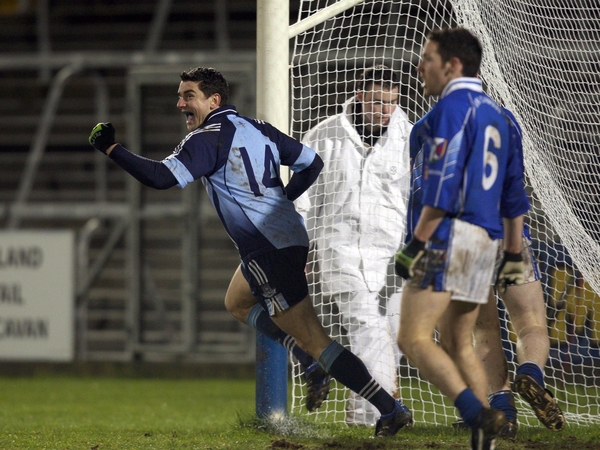 Bernard Brogan celebrates his goal at Kingspan Breffni Park tonight