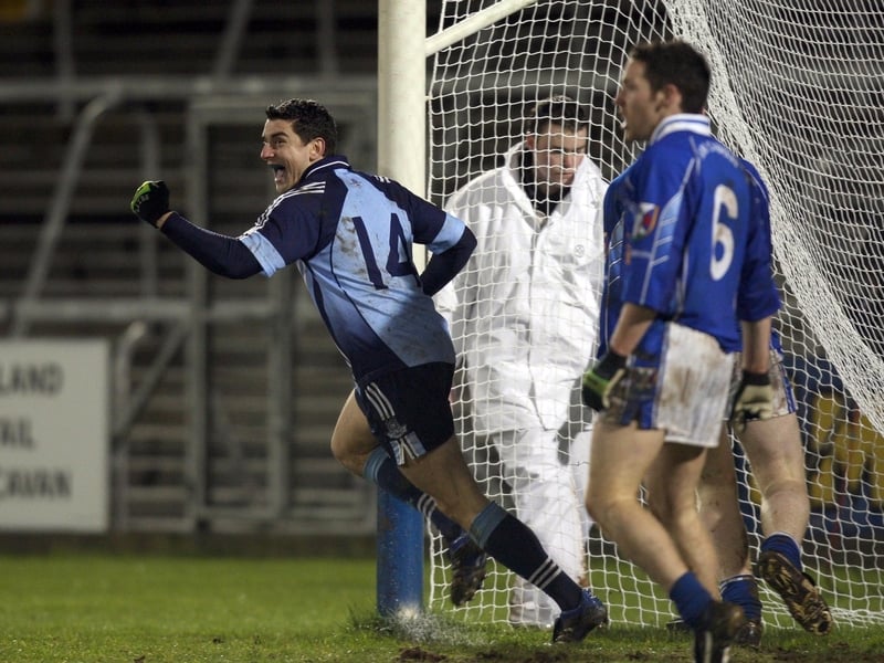 Bernard Brogan celebrates his goal at Kingspan Breffni Park tonight