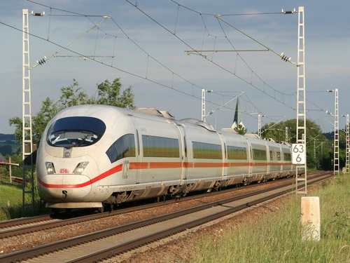 Trampoline vs Train - A high-speed train like this one suffered a broken headlight