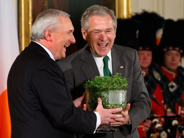 Presents shamrock to US President George W Bush March 2008