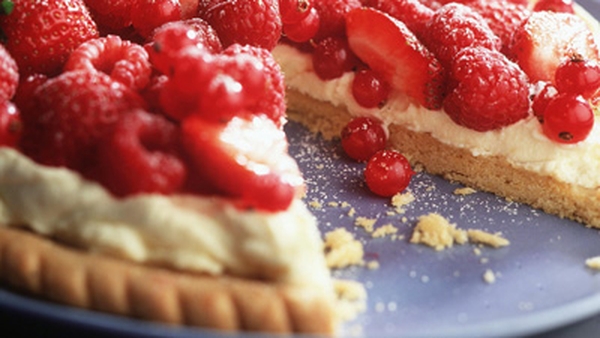 White and Dark Chocolate Tart with Raspberries